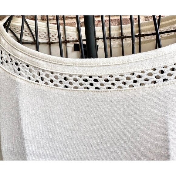 J Jill Dress XS Extra Small Cream Work Casual Church Open Cut Neck Hemline - Picture 11 of 12